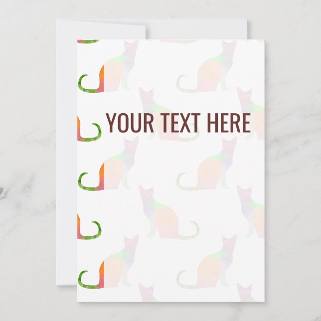 Faire-part de Motif de chat couleur basse polyée (Devant)