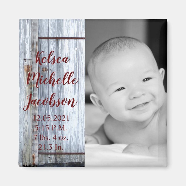faire-part de naissance 2"x2" Aimant blanc Laver B (Devant)