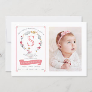 Faire-part de naissance à fleurs de cygne princess