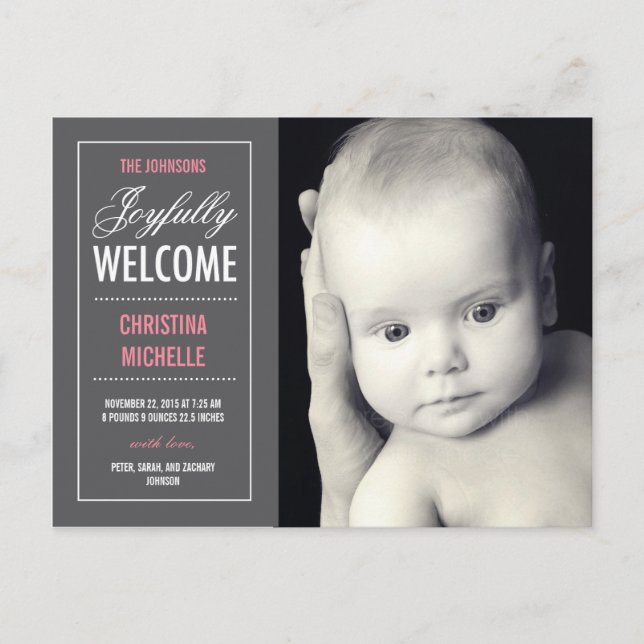 Faire-Part de Naissance Accueil Joyeux (Devant)