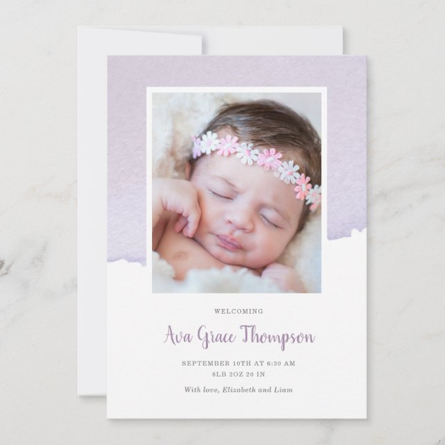 Faire-part de naissance aquarelle (Devant)