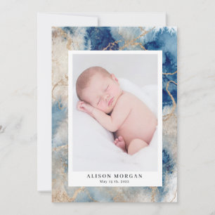 faire-part de naissance aux vagues aquarelle marin