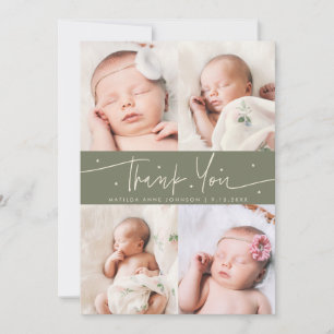 Faire-part de naissance avec grille de photos vert