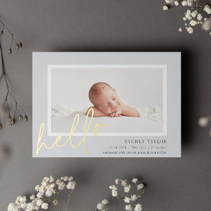 Faire-part de naissance avec photo à feuille d'or