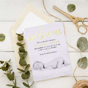 Faire-part de naissance avec photo à motif de feui