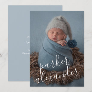 Faire-part de naissance avec photo de bébé doux