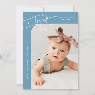 Faire-part de naissance avec photo en denim bleu e