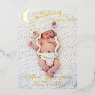 Faire-part de naissance avec photo et feuille d'or