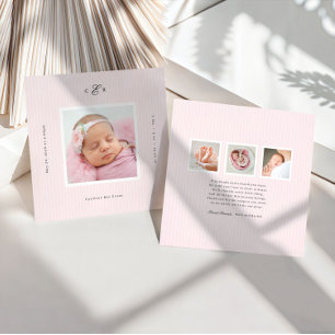 Faire-part de naissance avec photo et monogramme m