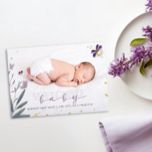 Faire-part de naissance avec photo et paillettes d