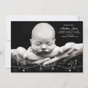 Faire-part de naissance avec photo et vigne floral