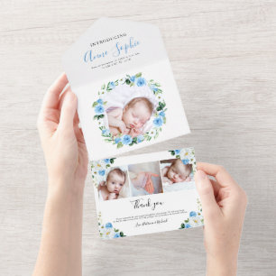 Faire-part de naissance avec photo florale et cart