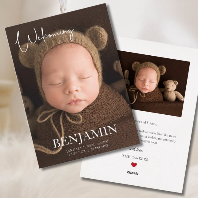 Faire-part de naissance avec photo neutre et écrit (Créateur téléchargé)