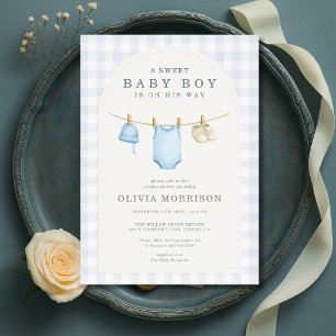 Faire-part de naissance Baby Boy Blue Clothesline