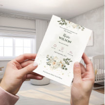 Faire-part de naissance Bébé aux Roses Blanches