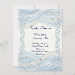 Faire-part de naissance bébé bleu dentelle