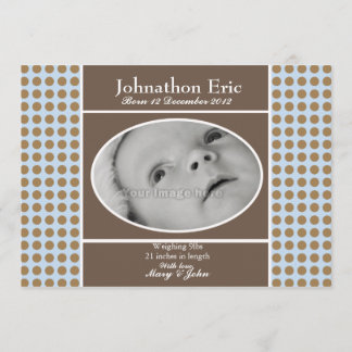 Faire-part de naissance bébé bleu et Brown