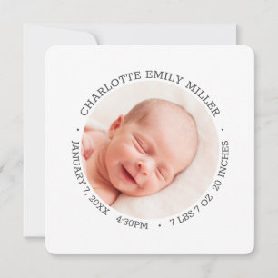 Faire-part de naissance bébé élégant moderne Carte