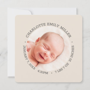 Faire-part de naissance bébé élégant moderne Carte