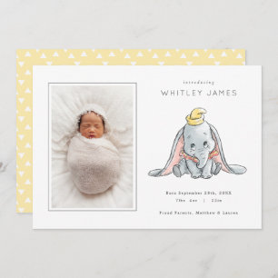 Faire-part de naissance bébé en aquarelle Dumbo