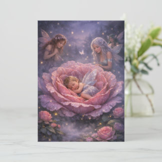 Faire-part de naissance bébé fée Lily rose et casc