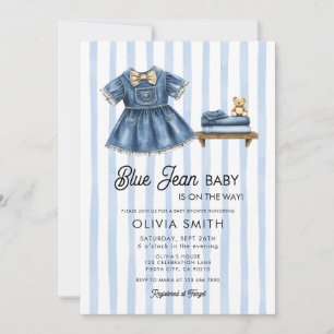 Faire-part de naissance bébé fille en jean bleu