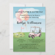 Faire-Part de Naissance Bébé Fille Golf Putter Ros