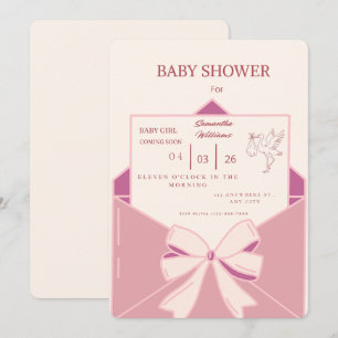 Faire-part de Naissance Bébé Fille Rose Mignon - P