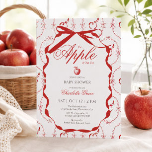 faire-part de naissance bébé fille ruban rouge pom