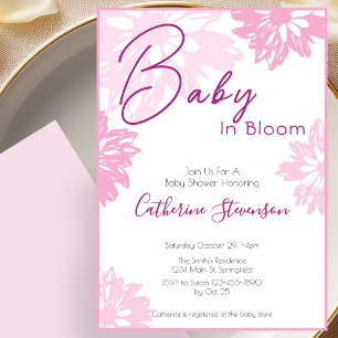 Faire-part de naissance bébé floral rose pour Baby