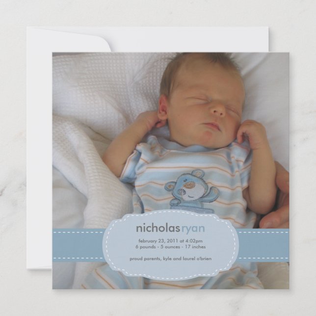 Faire-part de naissance bébé garçon (Devant)