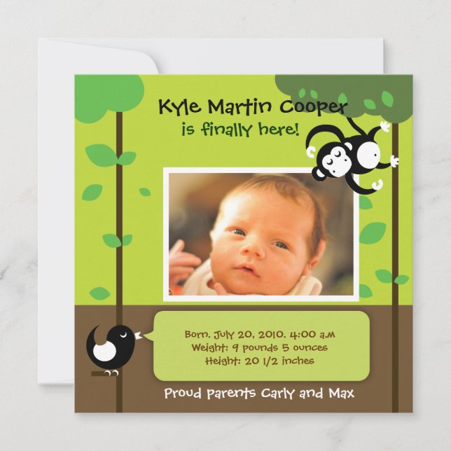 Faire-part de naissance bébé garçon (Devant)