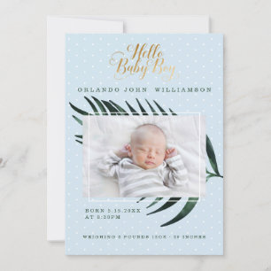 Faire-part de naissance bébé garçon - Feuille de p