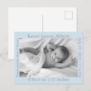 Faire-part de naissance Bébé Gris Moderne sur Fond