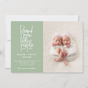 Faire-part de naissance bébé jumeau à main moderne