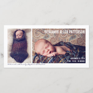 Faire-part de naissance bébé moderne à deux photos