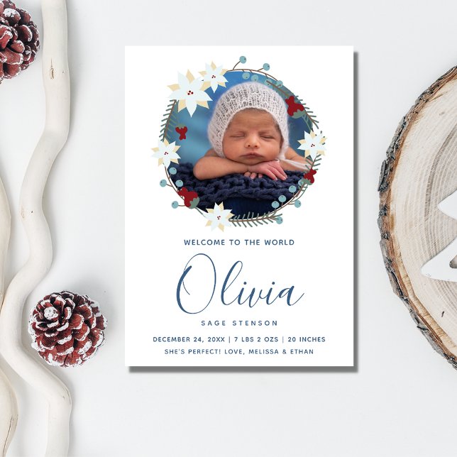 Faire-part de naissance bébé Noël (Baby Birth Announcement Photo Christmas Holiday Card)