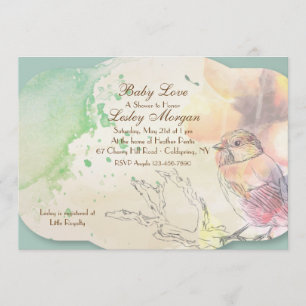 Faire-part de naissance Bébé Oiseau à l'aquarelle