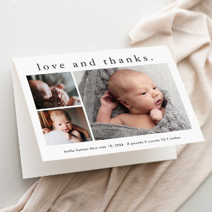 Faire-part de naissance bébé photo Love and Thanks