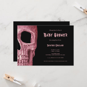 Faire-part de naissance bébé rose poussiéreux goth