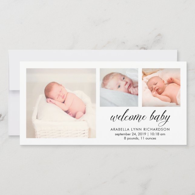 Faire-part de naissance bébé simple et élégant | 3 (Devant)