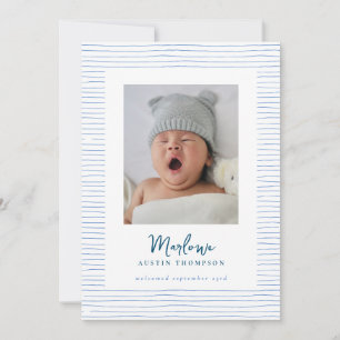 Faire-part de naissance bleu à main classique