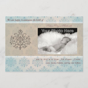 Faire-part de naissance bleu de bébé d'arbre