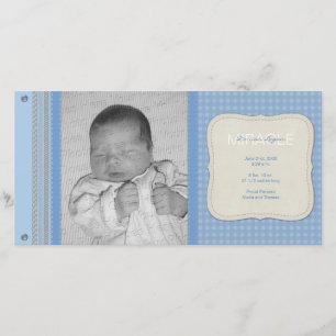 Faire-part de naissance bleu de cru de guingan