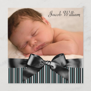 Faire-part de naissance bleu de photo de bébé de