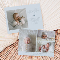 Faire-part de naissance bleu minimaliste multiphot