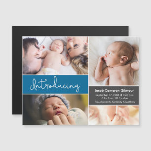 Faire-part de naissance Bleu photo bébé garçon
