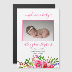 Faire-part de naissance - Boho Rose Floral Baby Gi