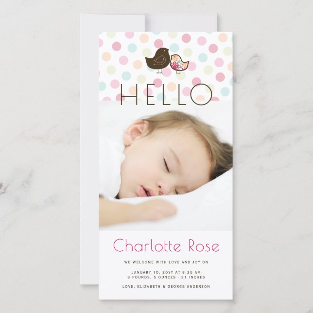 Faire-part de naissance Candy Damask Chicks (Devant)