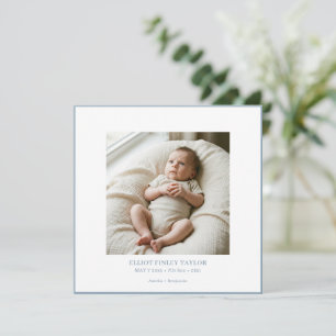 Faire-part de naissance carré Bleu Poussiéreux Sta